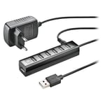 NGS IHUB7 TINY - Hub USB 2.0 7 Ports avec Adaptateur Secteur 5V-1A, universellement compatible, "Plug and Play"