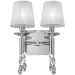 Tiffany Applique 2+2 Lumière E14 Avec Abat-Jour Blanc Chrome Poli/Cristal