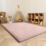 Paco Home Tapis Chambre Enfant Bebe Fille Garcon Moelleux Antidérapant Moderne, Dimension:80 cm Rond, Couleur:Pink