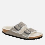 Birkenstock Women's Arizona Slim Fit Shearling Double Strap Sandals - Stone Coin