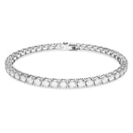 Swarovski Matrix Tennis bracelet, Round cut, White, Rhodium plated, M