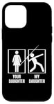 Coque pour iPhone 12 mini Votre fille, ma fille, fier papa, maman, lancer du javelot