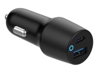 Estuff Infinite - Strömadapter För Bil - 38 Watt - 3 A - Apple Fast Charge, Pd 2.0, Qc 3.0 - 2 Utdatakontakter (Usb Typ A, 24 Pin Usb-C) - Svart