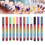 12PCS Nail Polish Pens Multiple Colors DIY Nail Point Graffiti Dotting Pen F FST