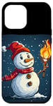 Coque pour iPhone 12 Pro Max Bonhomme de neige amusant avec torche pour aventures garçons et filles