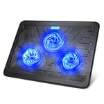 TECKNET Cooling Pad 12"-17" Laptop Cooler with 3 Ultra Quiet Fans at 1200RPM, Ergonomic Comfort Notebook Cooling Pad with 2 USB Ports, Light-weight Gaming Laptop Cooling Stand