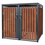 Abri pour 2 poubelles 240 L conteneur à déchets acier corten 132 x 80 x 116,3 cm