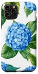 Coque pour iPhone 11 Pro Hortensias vert riche bleu pastel clair