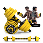 JIEBEI Adjustable Dumbbells Set 2 in 1 with Connecting Barbell Rod for Strength Training Both Men & Women Home Gym Work 22-66lbs-22_LB