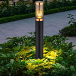 Borne lumineuse d'éclairage extérieur lampes de jardin noir IP44, lampadaire terrasse balcon, acier inoxydable cuivre fumé, 1x douille E27, DxH