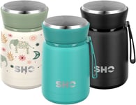 SHO Food Flask - Vacuum Insulated, Double Walled Stainless Steel Food Flask & F