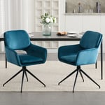 Wahson Swivel Dining Chairs Set of 2 Velvet Kitchen Accent Chair, Modern Kitchen