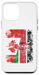Coque pour iPhone 12 mini Demi drapeaux canadiens kenyans | Kenya Canada vieilli vintage