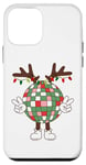 iPhone 12 mini Christmas disco ball with antlers, peace sign, reindeer Case