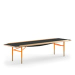 House of Finn Juhl - Table Bench Large, With Brass Edges, Black Linoleum, Orange Steel - Benker - Finn Juhl - Oransje,Tre farget,Svart - Metall/Tre/Plast