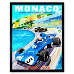 Monaco Europe Grand Prix 1973 Motor Sport Racing Formula 1 Race Vintage Advert Art Print Framed Poster Wall Decor 12x16 inch