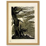 Artery8 Heathcliff Wuthering Heights Bronte Black White Drawing Artwork Framed Wall Art Print A4