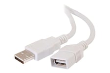 C2G 3.3ft USB Extension Cable - USB A to USB A Extension Cable - USB 2.0 - White - M/F - USB-kabel - USB til USB - 0.9 m