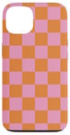 Coque pour iPhone 13 Étui à carreaux rose orange cool damier esthétique cadeau