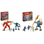 LEGO Ninjago Le Robot Élémentaire du Feu de Kai, Jouet Ninja pour Enfants & Ninjago Pack de Combat : Le Robot de Jay, Jouet de Ninja pour Enfants avec Figurines incluant Jay avec Mini-Katana