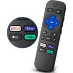 Ersättning för Roku-TV-fjärrkontroll, kompatibel med TCL Roku/Hisense Roku/Onn Roku/Sharp Roku Series Smart TV-apparater (inte för Roku Stick och Box) Black