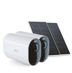 Arlo Ultra 2 XL Camera Surveillance WiFi Exterieure sans Fil + 2 Panneaux Solaire, 4K UHD, 180° Vision Nocturne, Autonomie 12 Mois, Sirène, Détection Mouvement, SmartHub Incluse, 2 Caméra, Blanc