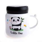 lachineuse - Mug Panda Mignon 420 ml - Tasse avec Couvercle Vissable - Pot Style Japonais Asiatique - En Porcelaine - Tasse à Thé, Café, Boissons Chaudes - Vaisselle Japonaise Zen - Coloris Blanc