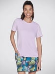 Skechers Women's Tshirt - Orchid Bloom/Bright White, Print, Size L, Women