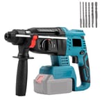 Marteau perforateur sans fil SDS Plus compatible avec batterie Makita 18 V, énergie d'impact 1,8 J, 4 fonctions, avec butée de profondeur de perçage et 6 perceuses (sans batterie)