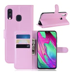 Samsung Galaxy A40 litchi läderfodral - Rosa