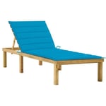 5199NEWFR® Chaise longue Pour Jardin,Ergonomique Transat 2 en 1 Bains de soleil avec coussin bleu Bois de pin imprégné