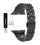 MaKTech Seven-Piece Stainless Steel Metal Bracelet Band Compatible with Apple Watch Series 7/6/SE/5/2021 (45mm/44mm,Black)