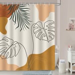 Rideau de Douche Feuille Tropicale Bohème Minimaliste 150 x 180 cm Rideau de Bain Tissu Polyester Anti Moisissure Imperméable Lavable Rideau Salle de