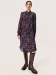 Soaked In Luxury Kenna Tie Neck Long Sleeve Dress, Black/Multi