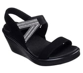 Skechers Women's Rumble on - Chart Topper Sling Back Sandals, Black Black Mitobuck Metal Clear Rhinestone Blk, 7 UK