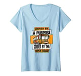 Womens Guided By The Open Road Operator Expert School Bus Driver V-Neck T-Shirt