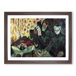 By The Deathbed By Edvard Munch Classic Painting Framed Wall Art Print, Ready to Hang Picture for Living Room Bedroom Home Office Décor, Walnut A4 (34 x 25 cm)