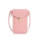 Narunii Mini Sac à bandoulière Femme, Mini Pochette pour téléphone Portable avec Sac à Dos en Cuir PU Transparent pour écran Tactile (Rose Clair)