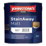 Johnstones StainAway Matt Emulsion Paint 2.5l Brilliant White - Stain Block