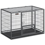 Feandrea Cage pour Chien Lourd, Caisse pour Chien, 122 x 75,5 x 80,5 cm, pour Chiens Moyens et Grands, Anti-évasion, Double Porte Amovible, Parc pour Chien, XXL, Gris PPD003G01