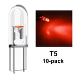 T5 röd 10-pack COB Led W2x4.6d W2.1.x4.9d W1.2W W2.3W  12v Red Röda 10-pack