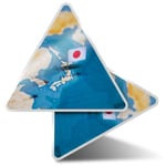 2 x Triangle Stickers  10cm - Japan World Map Flag  #45439