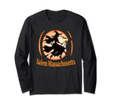 Flying Witches of Salem MA Lit Jack O Lantern on Halloween Long Sleeve T-Shirt