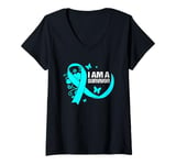 Womens Teal Ribbon Butterfly I Am A Survivor Scleroderma Warrior V-Neck T-Shirt