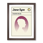 Book Cover Jane Eyre Charlotte Bronte Modern Framed Wall Art Print, Ready to Hang Picture for Living Room Bedroom Home Office Décor, Walnut A4 (34 x 25 cm)