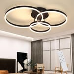 ZMH Plafonnier LED Chambre Lampe de Plafond Salon - Noir Dimmable Lampe de salle à manger avec Télécommande 74W Avec 3-Anneaux Moderne Design Lumière intérieur en Acrylique et Aluminium pour Maison