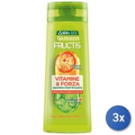 3x Fructis Shampooing 250 Ml. Vitamine & Force