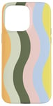 Coque pour iPhone 15 Pro Max Jaune, rose et orange, rayures ondulées pastel, esthétique des années 70