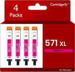 CLI-571XL Magenta Cartouche d'encre Compatible avec Canon CLI-571 XL M Multipack (4-Pack),pour Pixma MG5750 TS5050 MG5751 TS5055 MG5753 MG6850 MG6851 TS5051 TS5053 TS6050 MG7750