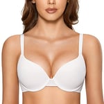 DOBREVA Femme Soutien Gorge Invisible Push Up Rembourré avec Armature Blanc 95D